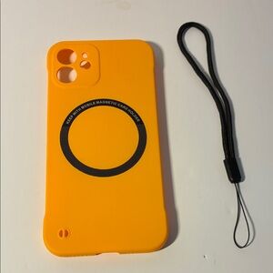MagSafe-Compatible Orange Silicone Phone Case with Wrist Strap- IPHONE 12